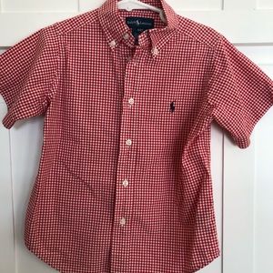 Boys red/white gingham buttondown. Ralph Lauren.